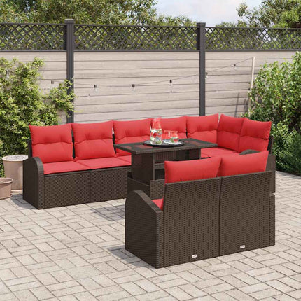 Trädgårdsoffset med lagring 9 pcs Brun Poly rattan