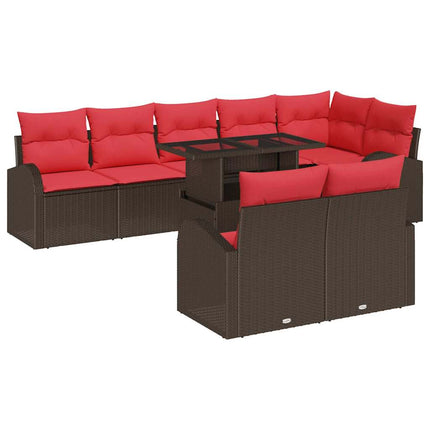 Trädgårdsoffset med lagring 9 pcs Brun Poly rattan