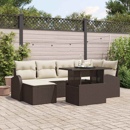 Trädgårdsoffset med lagring 7 pcs Brun Poly rattan