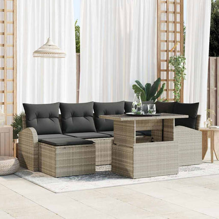 Trädgårdsoffset med lagring 7 pcs Ljusgrå Poly rattan