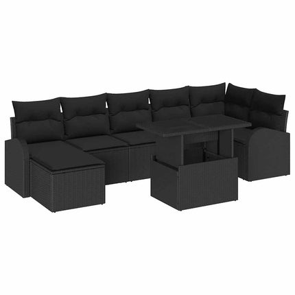 Trädgårdsoffset 8 st Svart Poly rattan