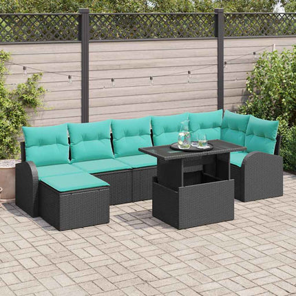 Trädgårdsoffset 8 st Svart Poly rattan