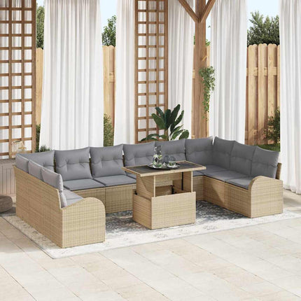 Trädgårdsoffset 11 st Beige Poly rattan