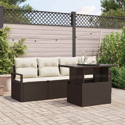 Trädgårdsoffset med lagring 5 pcs Brun Poly rattan