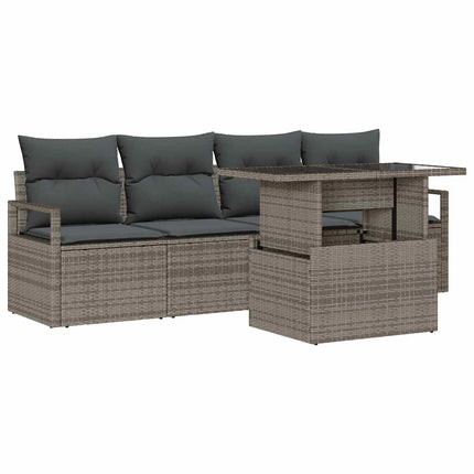 Trädgårdsoffset med lagring 5 pcs Grå Poly rattan