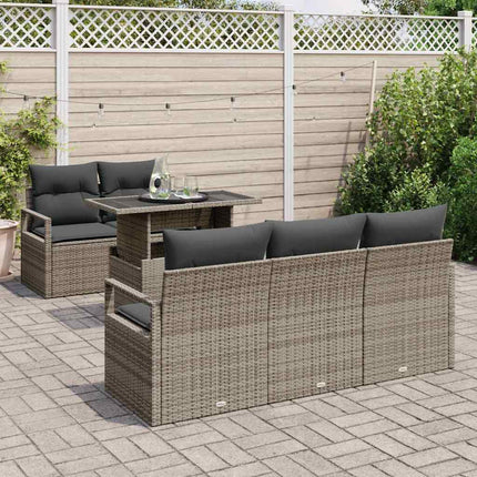 Trädgårdsoffset 6 st Grå Poly rattan