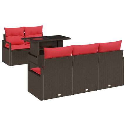Trädgårdsoffset 6 st Brun Poly rattan