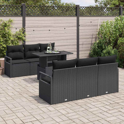 Trädgårdsoffset 7 st Svart Poly rattan
