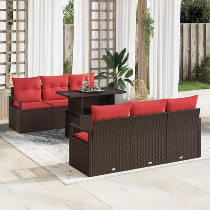 Trädgårdsoffset 7 st Brun Poly rattan