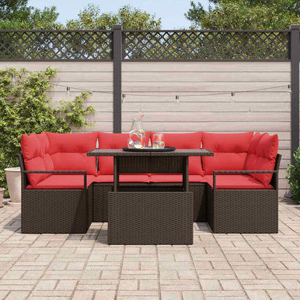 Trädgårdsoffset 7 st Brun Poly rattan