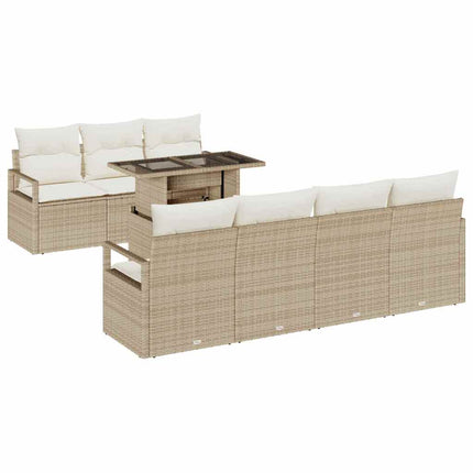 Trädgårdsoffset 8 st Beige Poly rattan