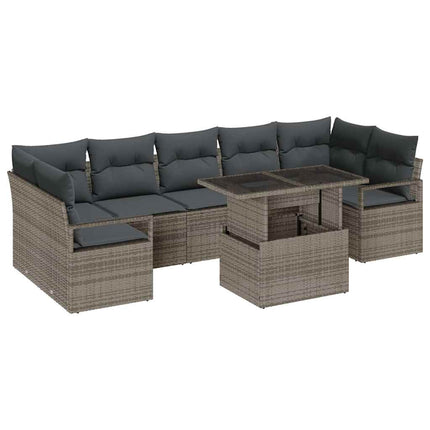Trädgårdsoffset med lagring 8 pcs Grå Poly rattan