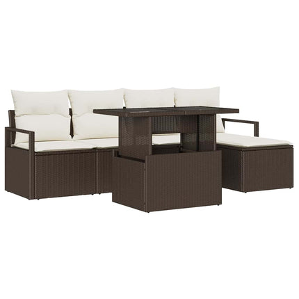 Trädgårdsoffset med lagring 6 pcs Brun Poly rattan
