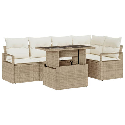 Trädgårdsoffset 6 st Beige Poly rattan