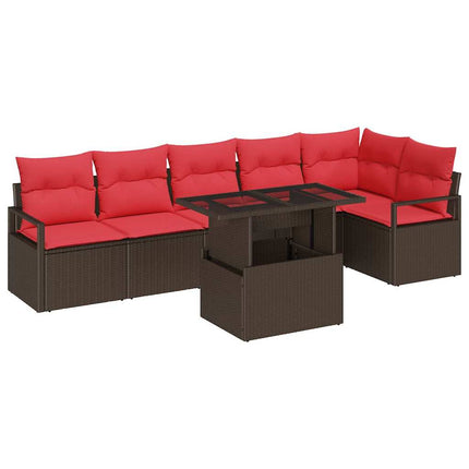 Trädgårdsoffset 7 st Brun Poly rattan