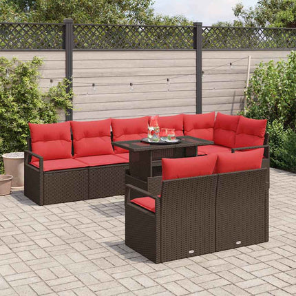 Trädgårdsoffset 9 st Brun Poly rattan