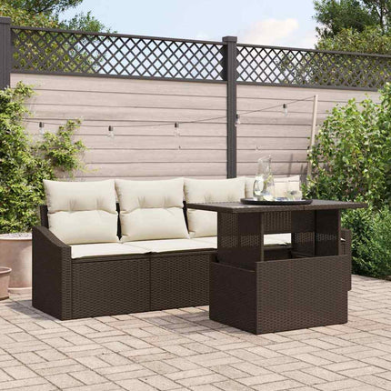 Trädgårdsoffset med lagring 5 pcs Brun Poly rattan