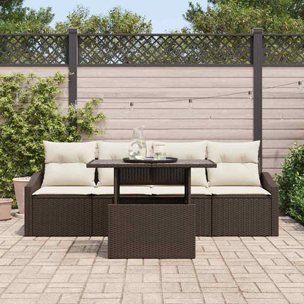 Trädgårdsoffset med lagring 5 pcs Brun Poly rattan