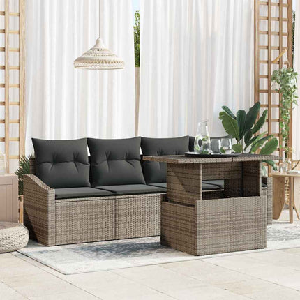 Trädgårdsoffset med lagring 5 pcs Grå Poly rattan