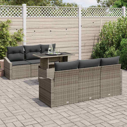 Trädgårdsoffset med lagring 7 pcs Grå Poly rattan