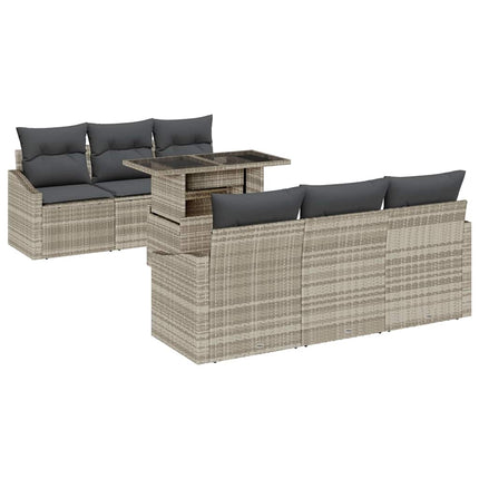 Trädgårdsoffset med lagring 7 pcs Ljusgrå Poly rattan