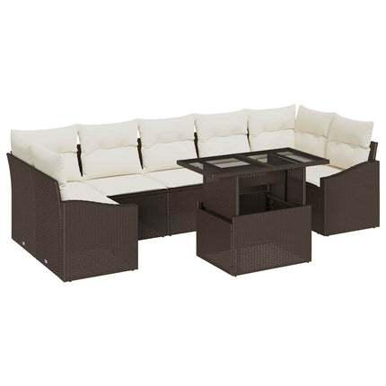 Trädgårdsoffset med lagring 8 pcs Brun Poly rattan