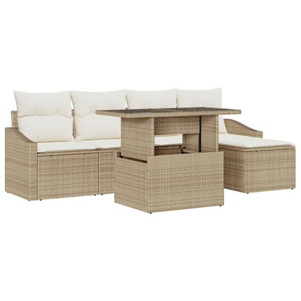Trädgårdsoffset 6 pcs Beige och gräddfärgad konstrotting