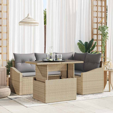 Trädgårdsoffset med kudde med lagring 5 pcs Beige och Ljusgrå