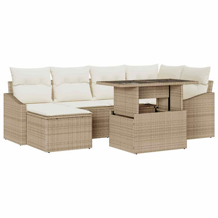 Trädgårdsoffset med kudde 7 pcs Beige och gräddfärgad