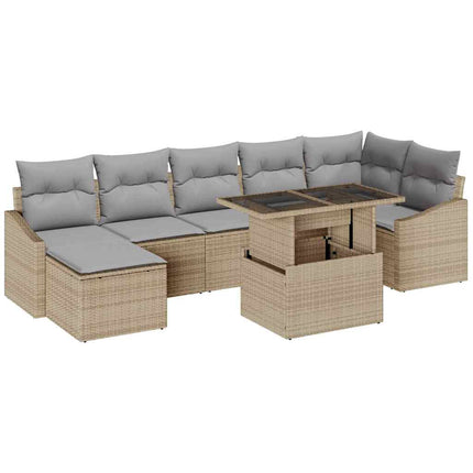 Trädgårdsoffset med kudde med lagring 8 pcs Beige och Ljusgrå