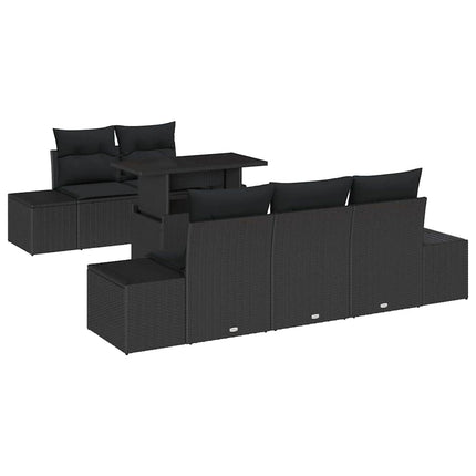 Trädgårdsoffset 6 pcs Svart konstrotting & Pulverlackerat stål