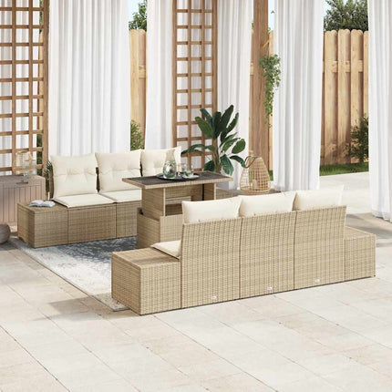 Trädgårdsoffset med kudde 7 pcs Beige och gräddfärgad