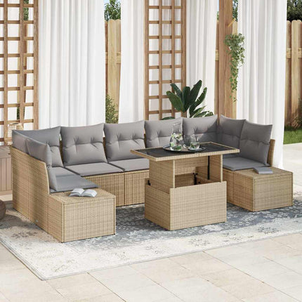 Trädgårdsoffset med kudde 8 pcs Beige och Ljusgrå