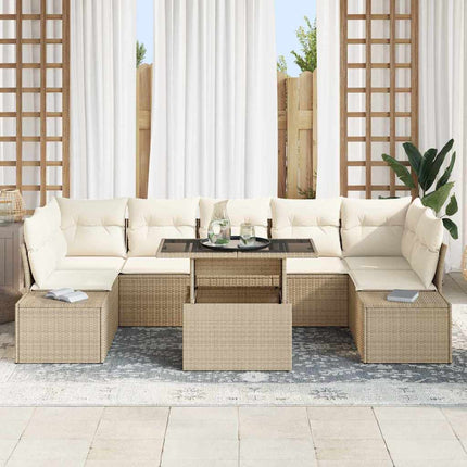 Trädgårdsoffset med kudde 8 pcs Beige och gräddfärgad