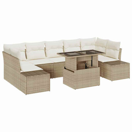 Trädgårdsoffset med kudde 8 pcs Beige och gräddfärgad