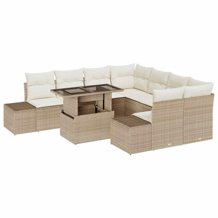 Trädgårdsoffset 9 pcs Beige och gräddfärgad konstrotting