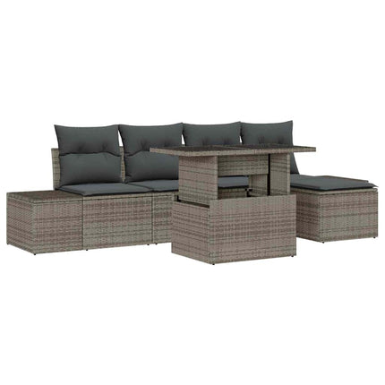 Trädgårdsoffset med lagring 6 pcs Grå Poly rattan