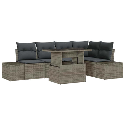 Trädgårdsoffset med lagring 6 pcs Grå Poly rattan