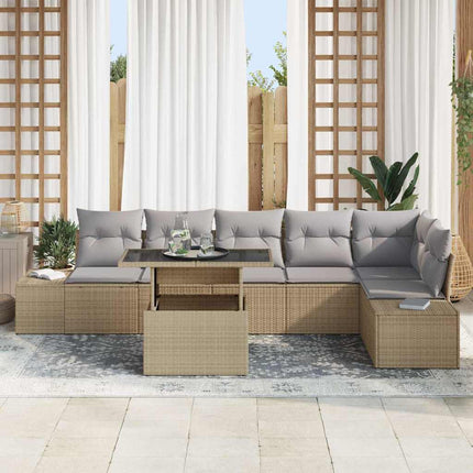 Trädgårdsoffset med lagring 7 pcs Beige Poly rattan