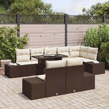 Trädgårdsoffset med lagring 9 pcs Brun Poly rattan