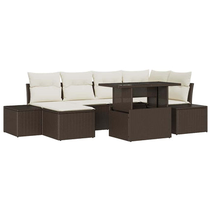 Trädgårdsoffset med lagring 7 pcs Brun Poly rattan