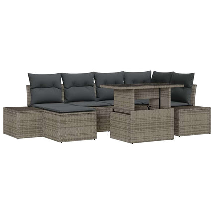 Trädgårdsoffset med lagring 7 pcs Grå Poly rattan