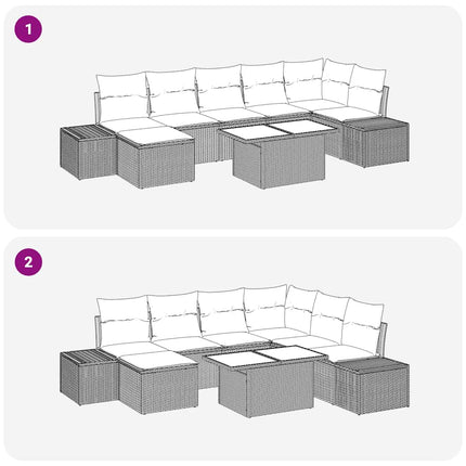 Trädgårdsoffset med lagring 8 pcs Beige Poly rattan
