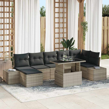 Trädgårdsoffset med lagring 8 pcs Ljusgrå Poly rattan