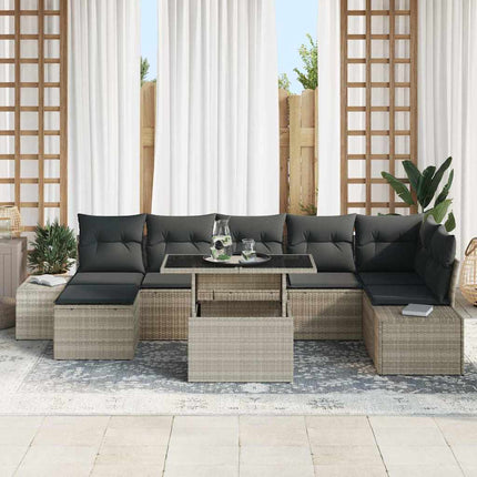 Trädgårdsoffset med lagring 8 pcs Ljusgrå Poly rattan