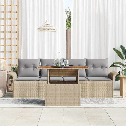 Trädgårdsoffset 5 st Beige Poly rattan