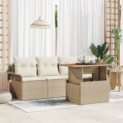 Trädgårdsoffset med lagring 5 pcs Beige Poly rattan