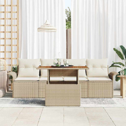 Trädgårdsoffset med lagring 5 pcs Beige Poly rattan