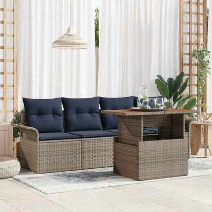 Trädgårdsoffset med lagring 5 pcs Grå Poly rattan