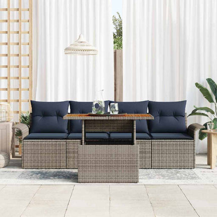 Trädgårdsoffset med lagring 5 pcs Grå Poly rattan